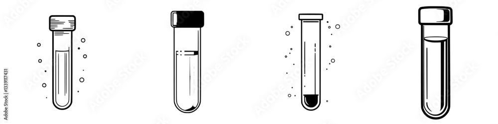 Poster various laboratory test tubes showcasing different levels of liquid and bubbles during an experiment