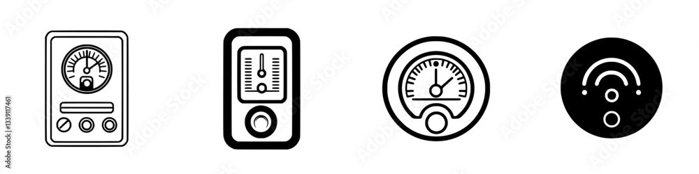 Poster collection of digital and analog measurement devices showcasing various scales and readings in a min