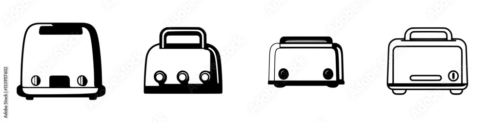 Aufkleber various perspectives of a simple kitchen toaster design showcasing functionality and style for every
