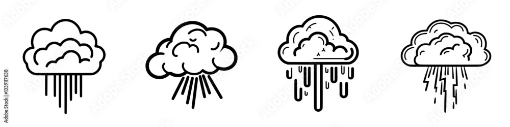 Poster different types of clouds showcasing the variety of weather conditions and precipitation in a simple