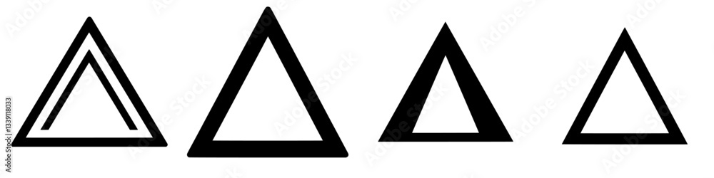 Poster various black triangle shapes displayed in a geometric arrangement on a plain background for design 