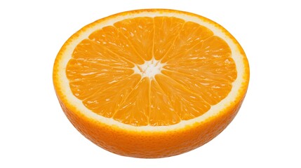 Freshly Cut Orange Slice on White Background with Vivid Color and Juicy Texture for Culinary Use