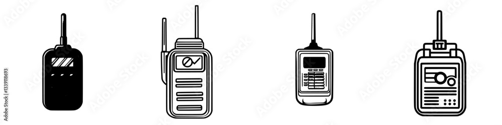 Poster various handheld communication devices displayed together in a simple design arrangement