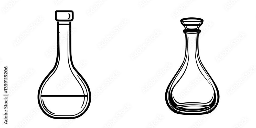 Aufkleber different styles of laboratory flasks displayed side by side in a minimalistic design environment