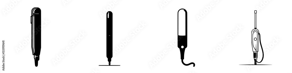 Poster illustrations of various writing instruments used for creative expression and communication in desig