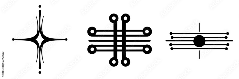 Poster unique symbols showcasing intricate design elements and artistic styles in a modern graphic presenta