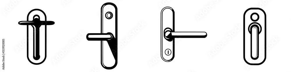 Aufkleber different styles of door handles displayed in vector format for design inspiration and home improvem