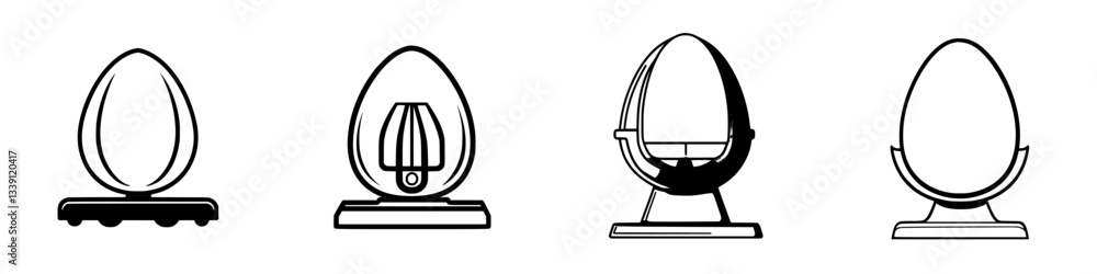Poster set of decorative egg-shaped objects displayed in a creative arrangement showcasing various designs 