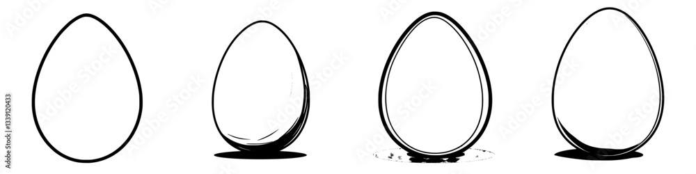 Poster various stages of an egg representing different forms and textures during an artistic representation