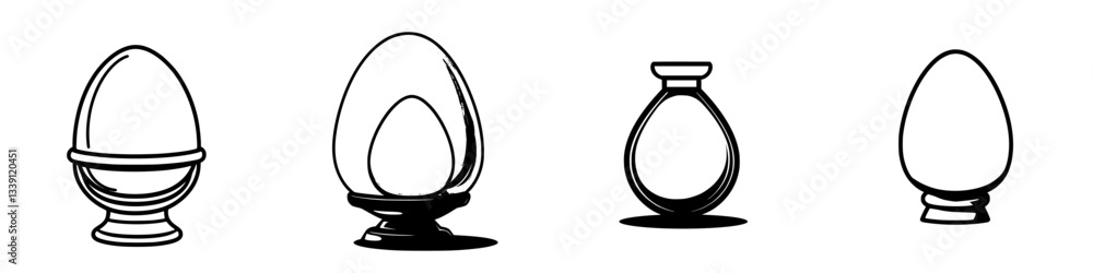 Poster collection of unique egg-shaped objects displayed on a simple surface highlighting their diverse des