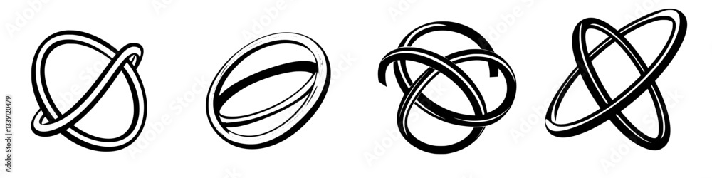 Poster unique intertwining figures showcasing the art of line and form in black and white, created in a min