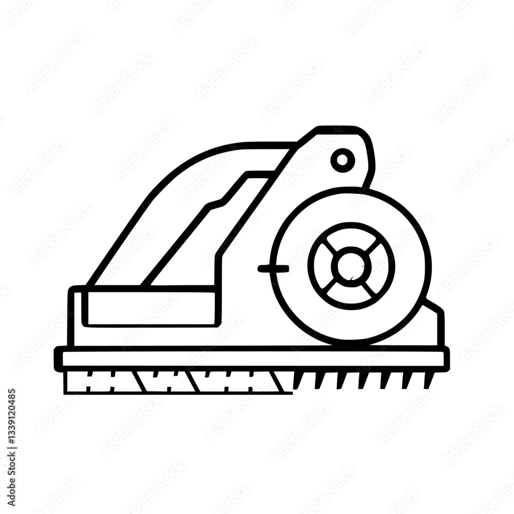 Poster detailed diagram of a circular saw showing various parts and functionalities for woodcutting tasks