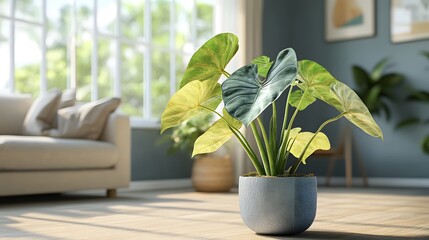 Stunning Tropical Alocasia Baginda Dragon Scale House Plant: Centerpiece for Modern Living