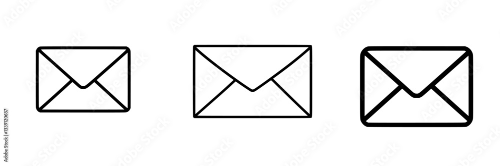 Poster different styles of simple envelope designs showcasing various sizes and shapes