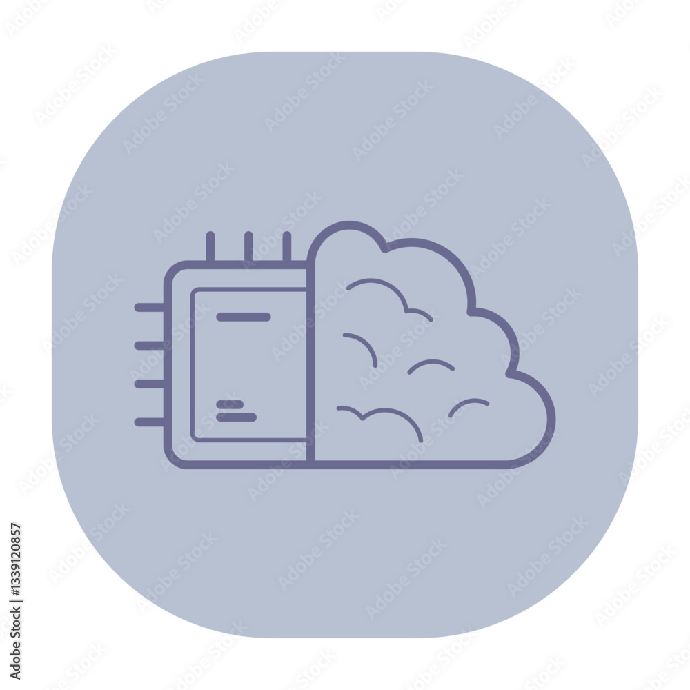 Poster contemporary design of merger of microchip and cloud elements. technological advancements and future