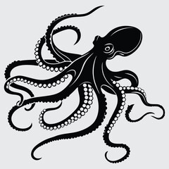 An octopus extending its tentacles image silhouette design vector art and illustration
