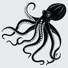 An octopus extending its tentacles image silhouette design vector art and illustration