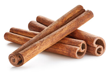 Cinnamon sticks isolated on white background. Cinnamon sticks clipping path