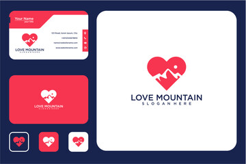 Pixel Art Love Mountain Logo Design Branding Set