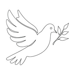 SingleLine Dove of Peace Symbol of Hope, Freedom, and Tranquility