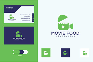 Pixel Art Movie Food Logo Design with Business Card Template