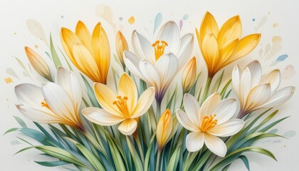 Fototapeta premium Blooming crocuses in botanical beauty