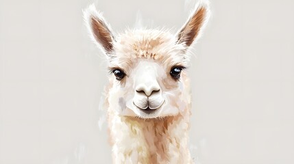 Obraz premium An Adorable White Alpaca Portrait Smiling Gently