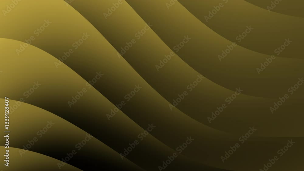 Poster a wavy abstract pattern in shades of gold and dark yellow, creating a smooth, elegant visual flow.
