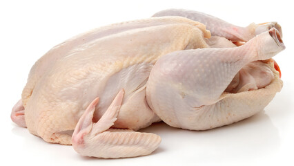 An entire raw chicken. Halal chicken meat 