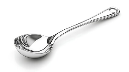 Metal spoon on white background, kitchenware, cooking