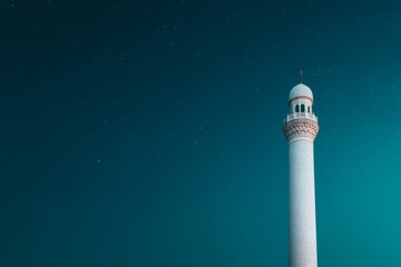 Minaret reaching for the starlit night sky Generative AI