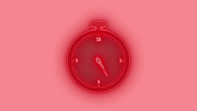 Neon glow simple stopwatch clock isolated animation