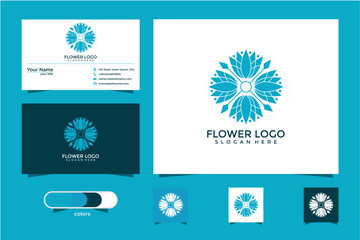 Pixelated Flower Logo Design Branding Materials