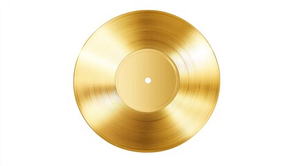 Golden vinyl record on white background for music celebration and design