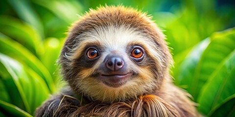 Obraz premium Adorable Happy Baby Sloth Close Up Macro Photography
