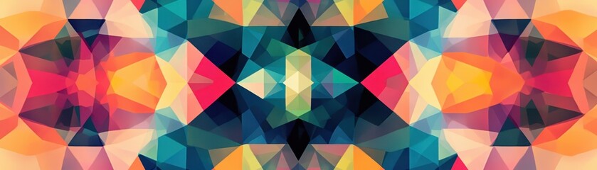 Geometric kaleidoscope pattern with highenergy colorful retro contrasts