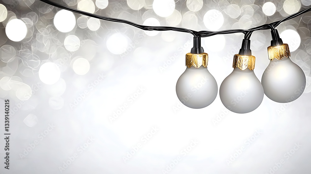Poster decorative string lights with soft glow and bokeh background for warm atmosphere and celebration