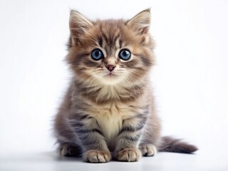 Adorable Gray Kitten Isolated on White Background - Perfect for Pet Products & Websites