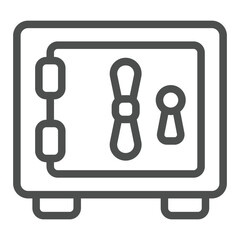 Steel metal safe line icon, west desert bank concept. Vector graphics. People savings storage sign on white background, outline style icon for mobile or web design.