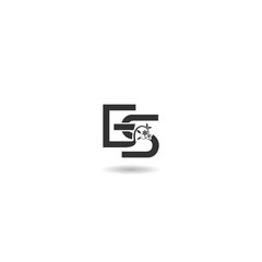 ES letter flower logo with shadow