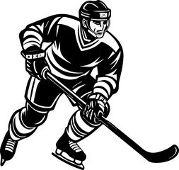 Hockey player silhouette vector illustration