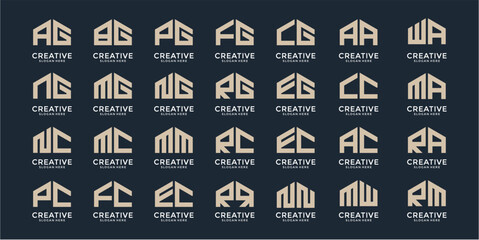 Pixelated Monogram Initials Collection On Dark Background