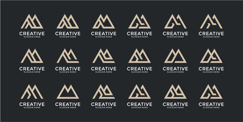 Obraz premium Pixelated Mountain Logo Designs Collection