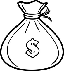 Money Bag lineart vector illustration