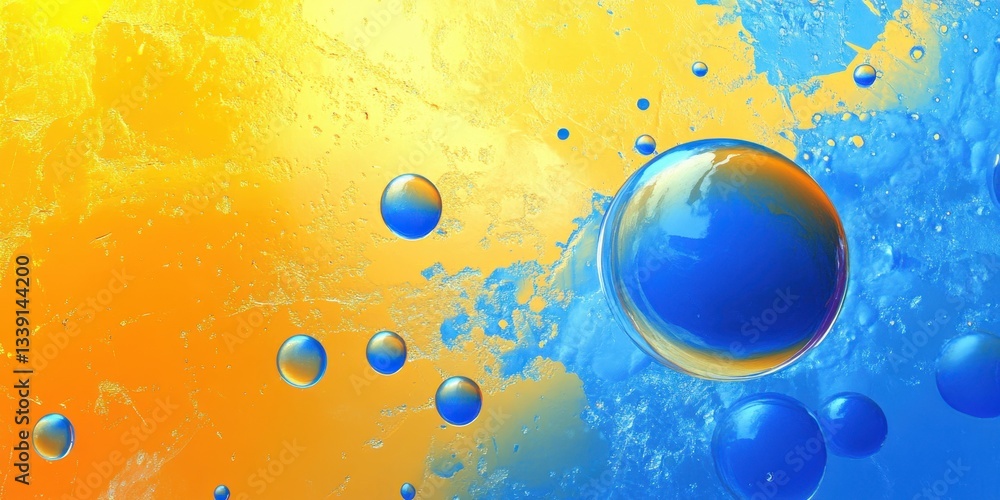 Poster abstract bubbles in color: a captivating close-up of translucent bubbles, suspended against a backdr