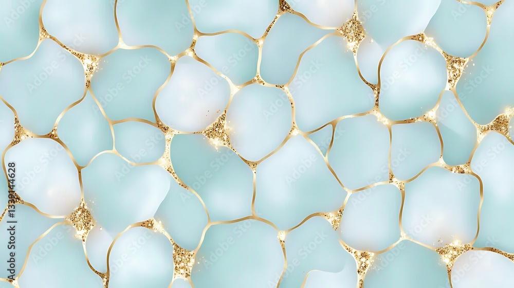 Aufkleber soft blue and gold texture with sparkling elements and fluid shapes for elegant background design