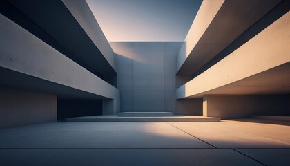 Fototapeta premium Expansive view of modern industrial architecture featuring clean lines and geometric shapes.