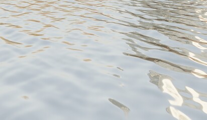 Water surface with waves, reflection on water surface, background, 3D illustration