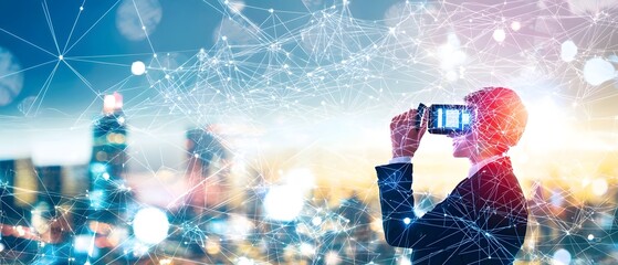 Real Estate Investment Team Collaborating and Analyzing Property Growth Data Using Interactive 3D Maps and Augmented Reality Technology for Strategic Planning and Future Development