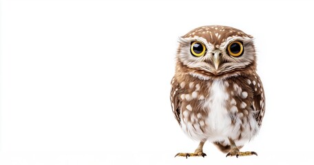 Naklejka premium A close-up of a New Caledonian owlet-nightjar (Aegotheles savesi), a rare nocturnal bird with large yellow eyes and intricate plumage.